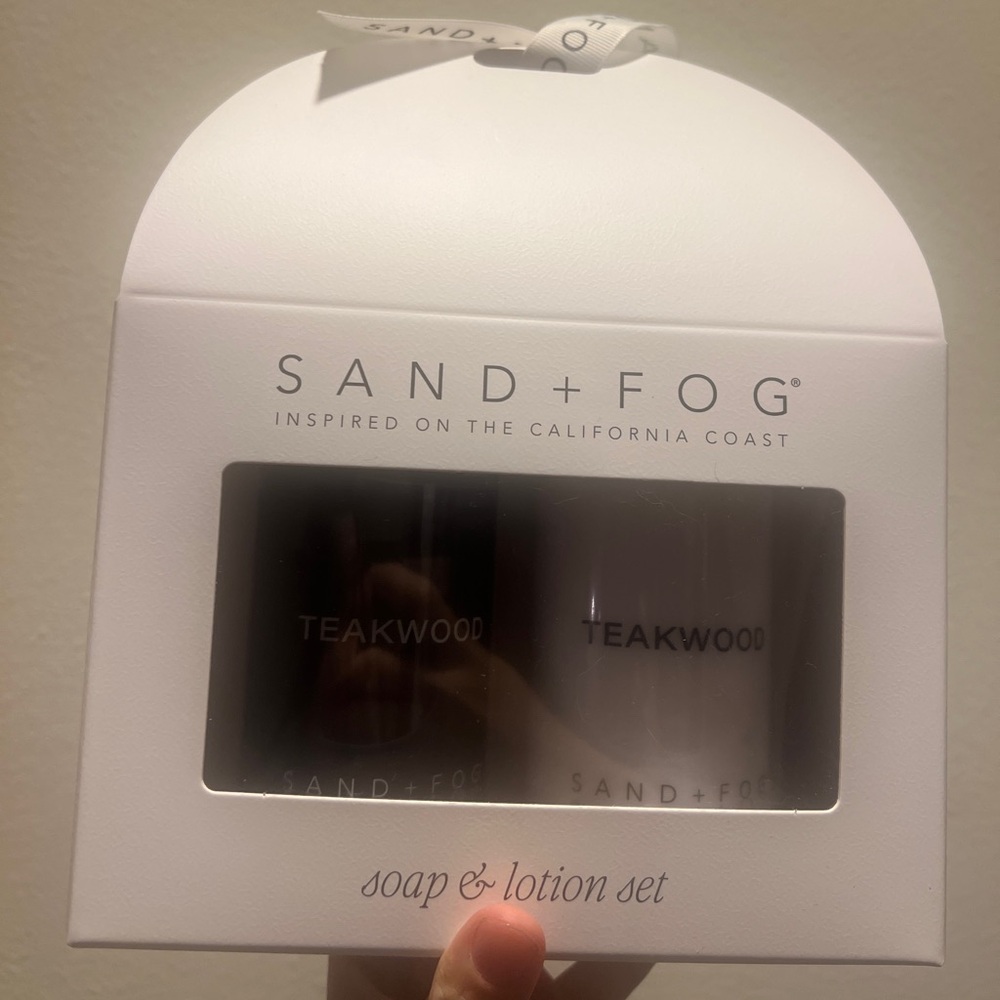 Sand + Fog Teakwood soap & lotion set